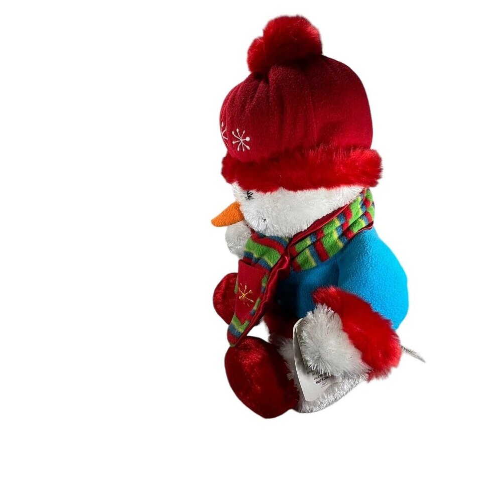 Plush Snowman Dan Dee Collectors Choice Scarf Sweater 14" Hat Snowflakes NWT - Picture 4 of 14